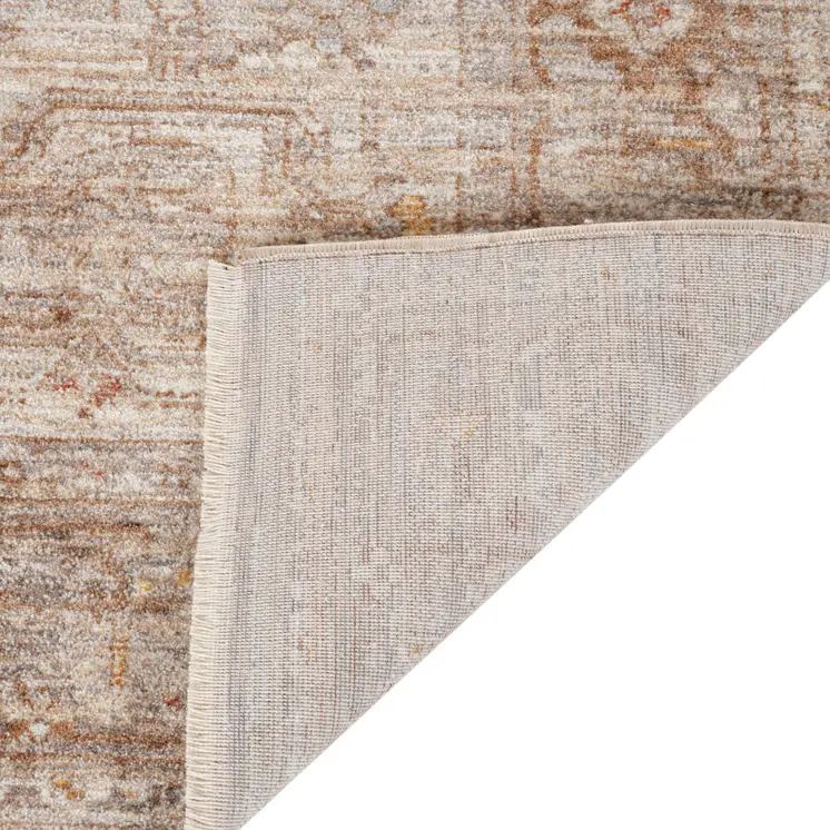 9' X 12' Beige And Brown Floral Medallion Area Rug With Fringe