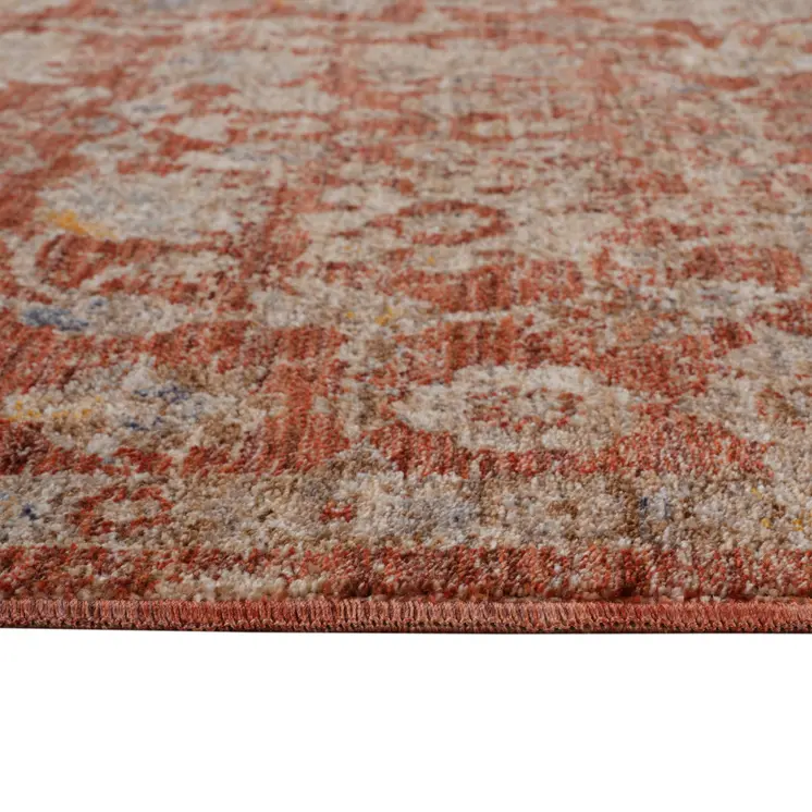 9' X 12' Brick Red And Gray Floral Medallion Area Rug With Fringe