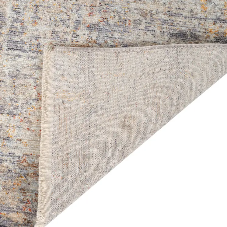 5' X 7' Gray Ivory And Brick Red Abstract Area Rug With Fringe