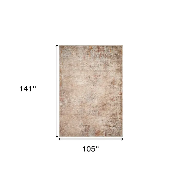9' X 12' Beige And Brown Abstract Area Rug With Fringe