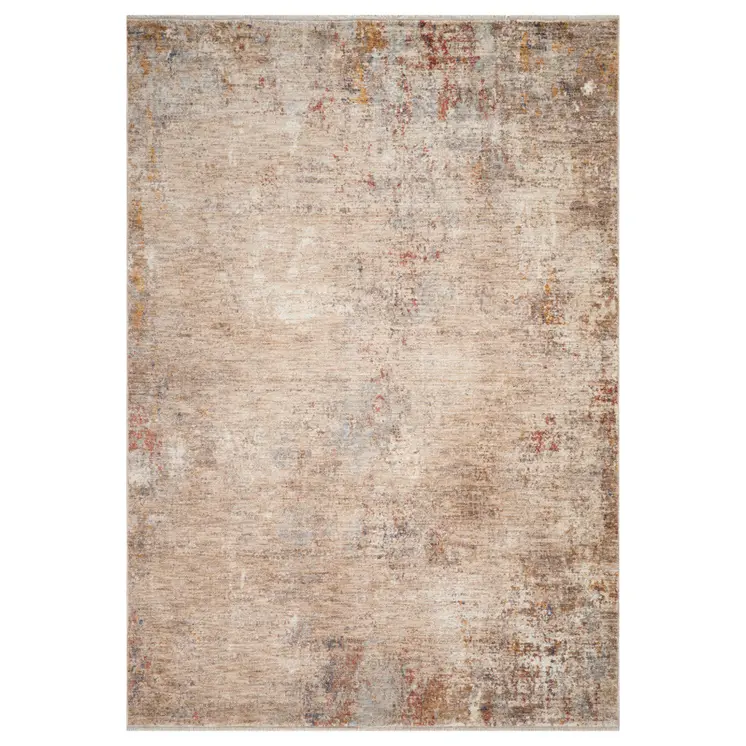 4' X 6' Beige And Brown Abstract Area Rug With Fringe