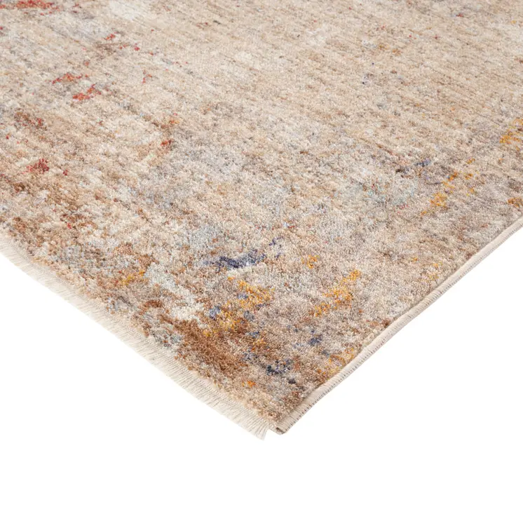 4' X 6' Beige And Brown Abstract Area Rug With Fringe