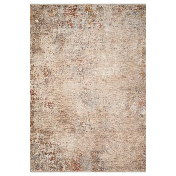 4' X 6' Beige And Brown Abstract Area Rug With Fringe
