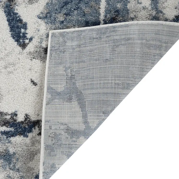 5' X 8' Ivory Teal And Black Abstract Area Rug