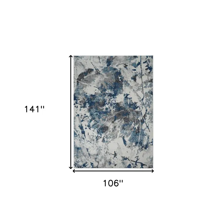 9' X 12' Ivory Teal And Black Abstract Area Rug