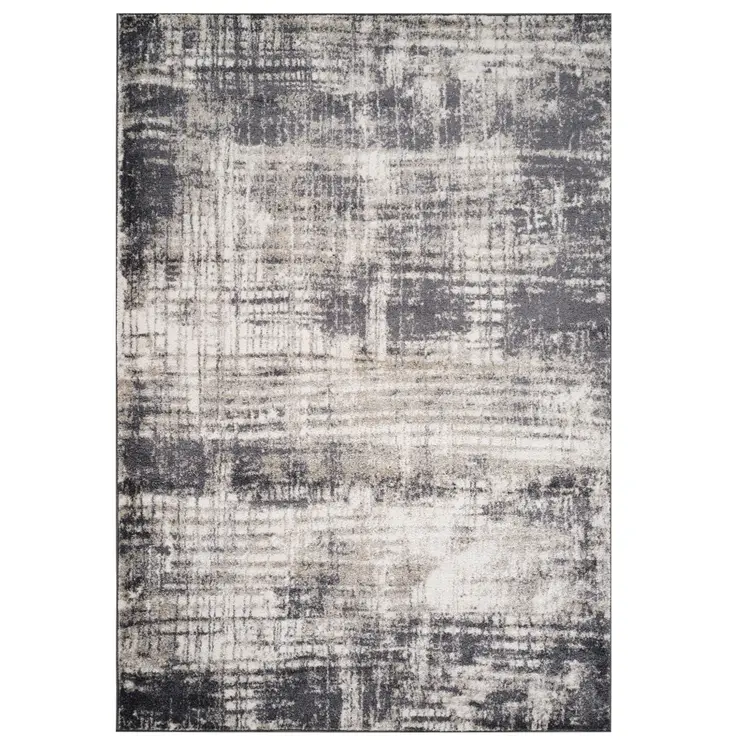7' X 9' Gray And Ivory Abstract Area Rug