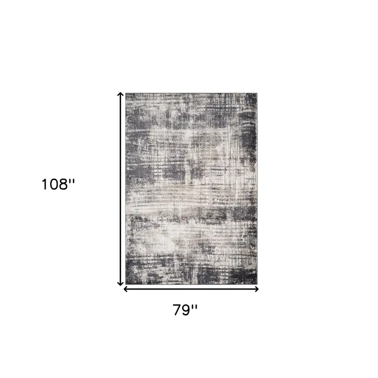 7' X 9' Gray And Ivory Abstract Area Rug