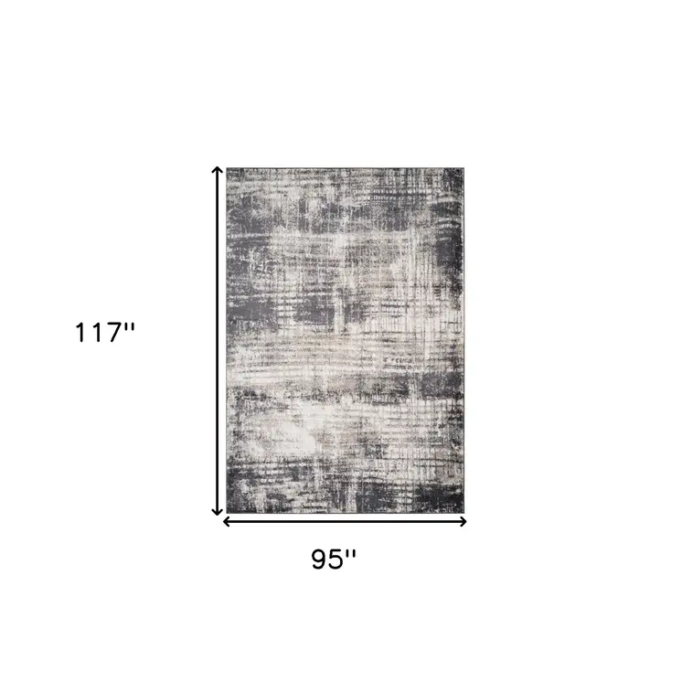 8' X 10' Gray And Ivory Abstract Area Rug