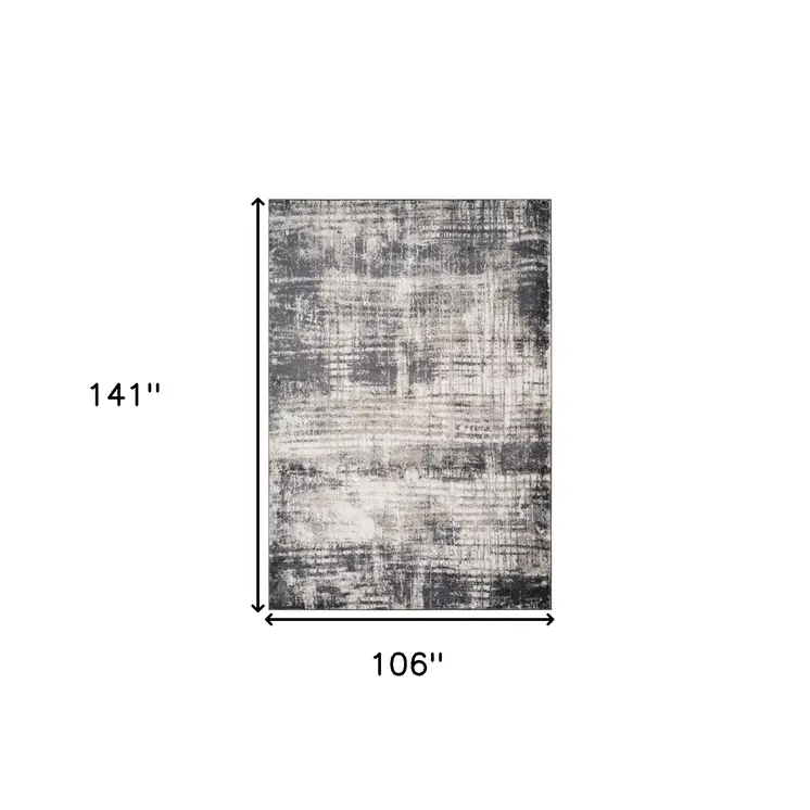 9' X 12' Gray And Ivory Abstract Area Rug