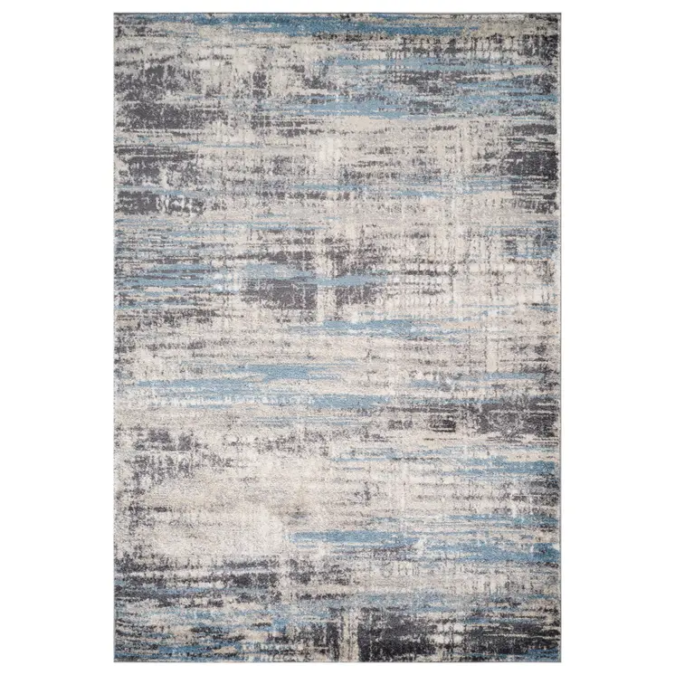 5' X 8' Blue Gray And Ivory Abstract Area Rug
