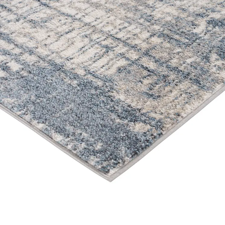 7' X 9' Blue Gray And Ivory Abstract Area Rug