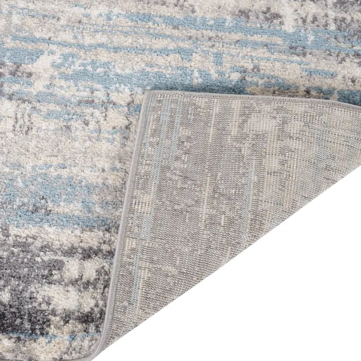 7' X 9' Blue Gray And Ivory Abstract Area Rug