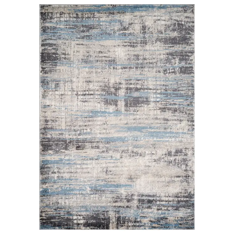 7' X 9' Blue Gray And Ivory Abstract Area Rug
