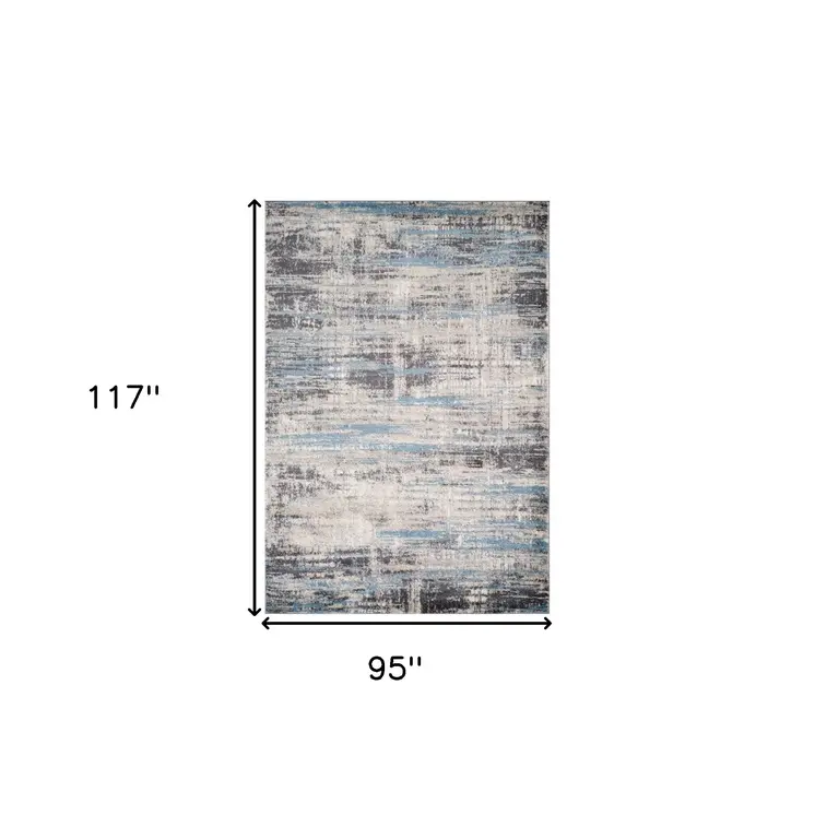 8' X 10' Blue Gray And Ivory Abstract Area Rug