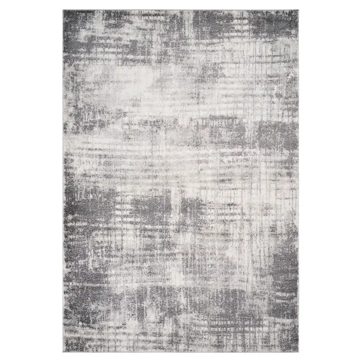 5' X 8' Cream And Gray Abstract Area Rug