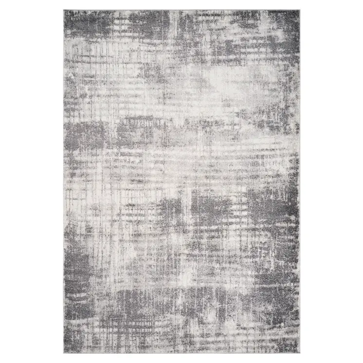7' X 9' Cream And Gray Abstract Area Rug