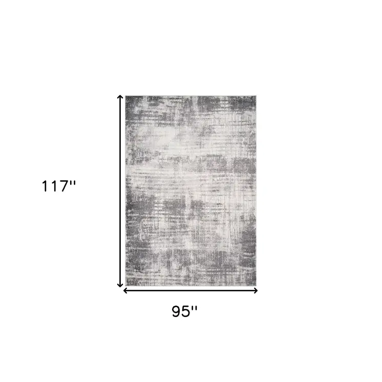 8' X 10' Cream And Gray Abstract Area Rug