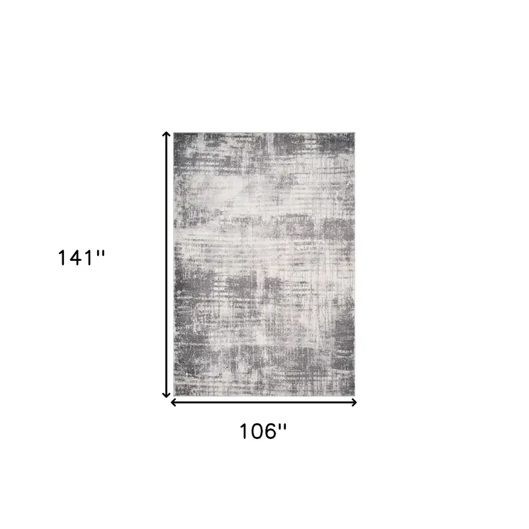 9' X 12' Cream And Gray Abstract Area Rug