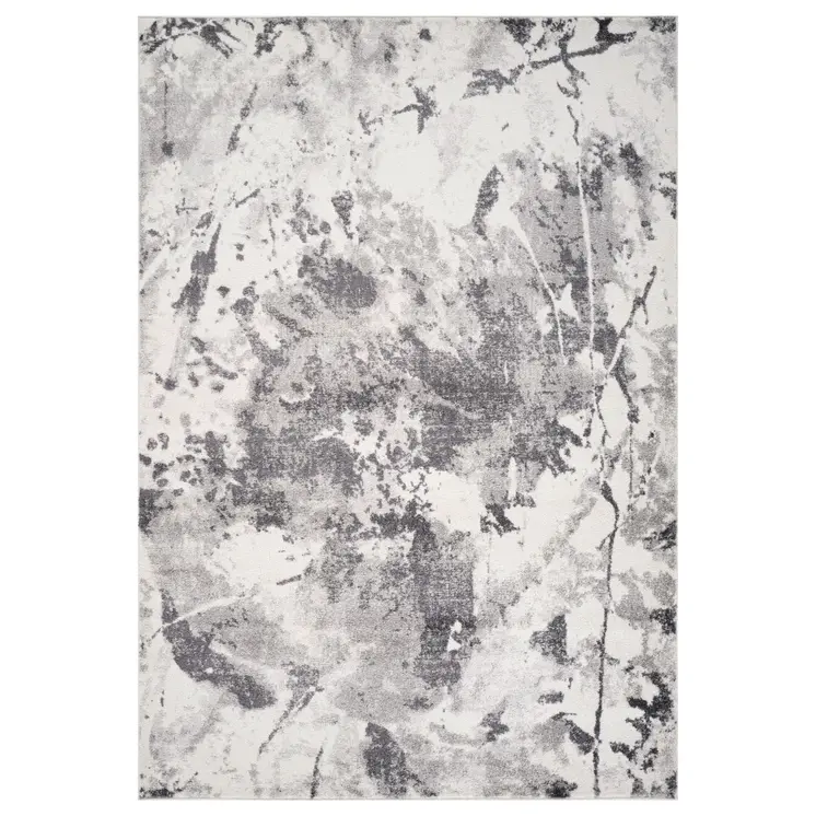 9' X 12' Ivory And Gray Abstract Area Rug