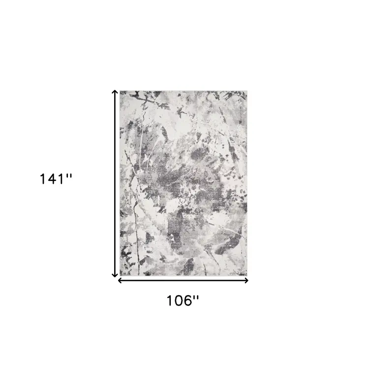 9' X 12' Ivory And Gray Abstract Area Rug