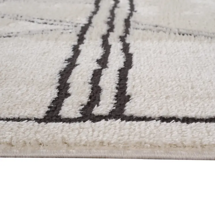 8' X 10' Ivory And Black Geometric Area Rug