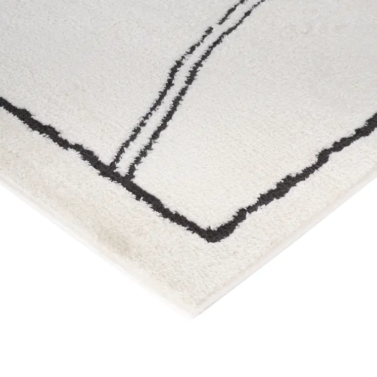 8' X 10' Ivory And Black Geometric Area Rug