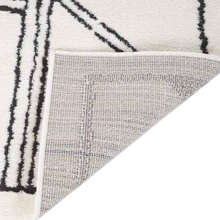 8' X 10' Ivory And Black Geometric Area Rug