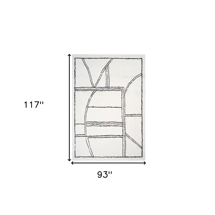 8' X 10' Ivory And Black Geometric Area Rug