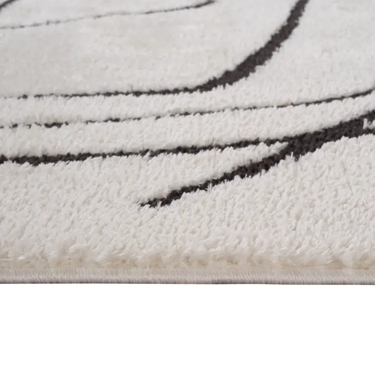 3' X 10' Ivory And Black Abstract Runner Rug