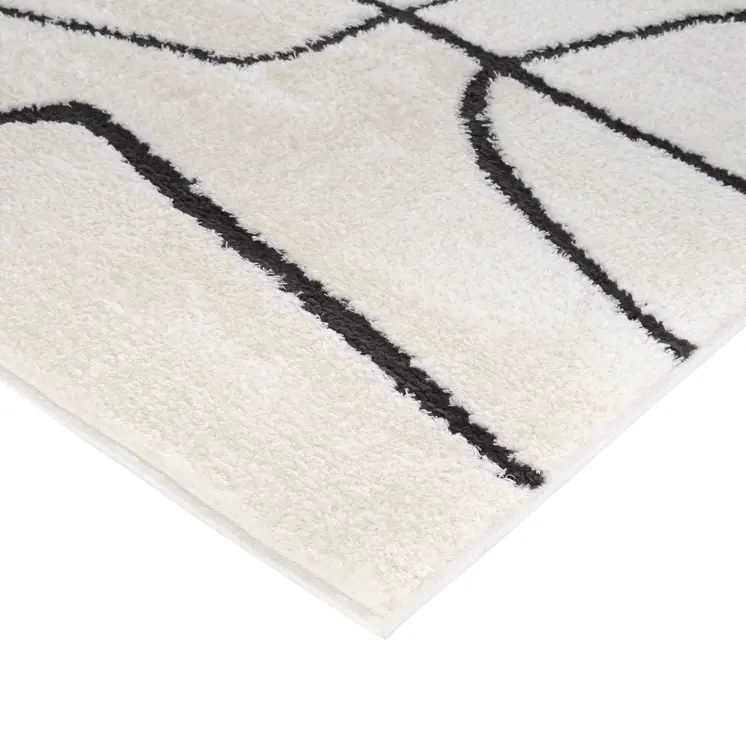 3' X 10' Ivory And Black Abstract Runner Rug