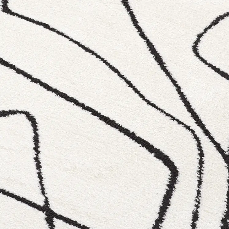 3' X 10' Ivory And Black Abstract Runner Rug