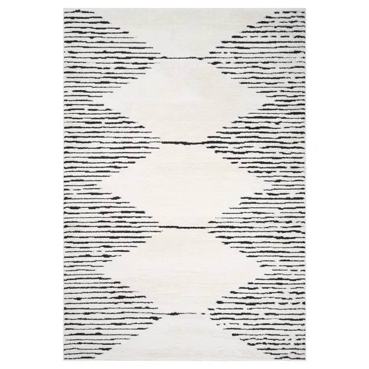 4' X 6' Ivory And Black Geometric Area Rug