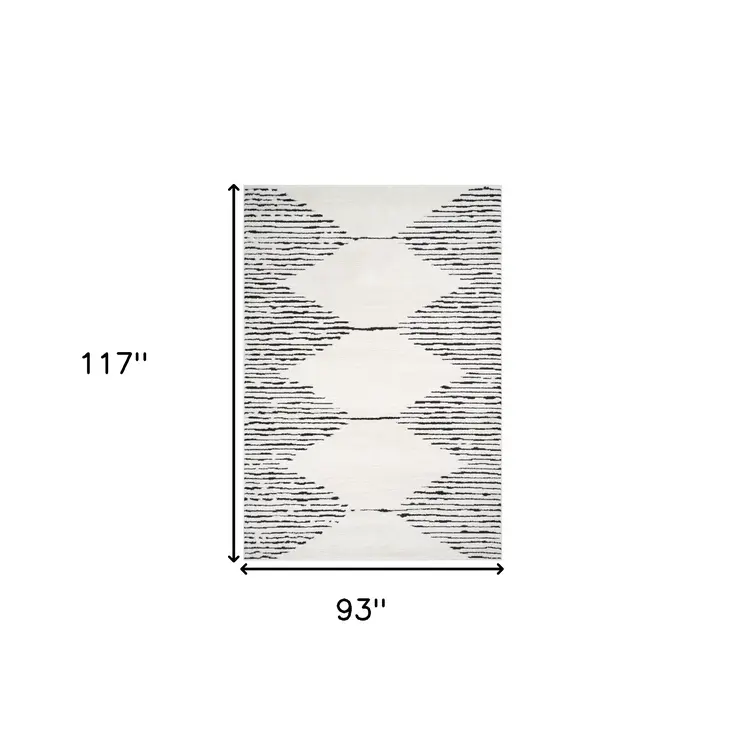 8' X 10' Ivory And Black Geometric Area Rug