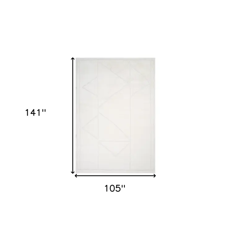 9' X 12' Ivory And Off White Geometric Area Rug