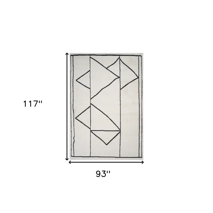 8' X 10' Ivory And Black Geometric Area Rug