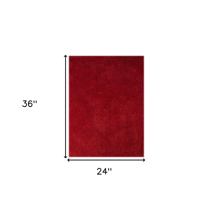 2' X 3' Red Shag Area Rug