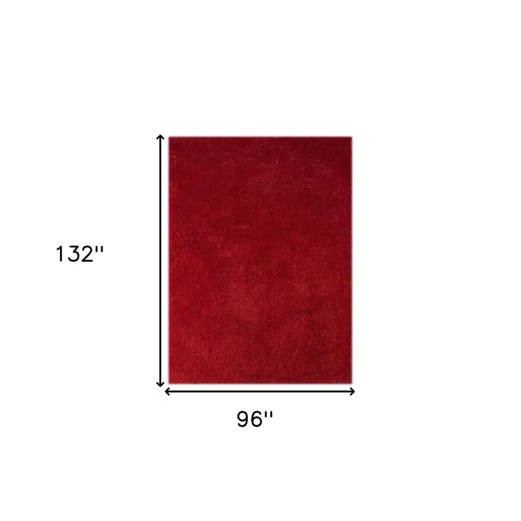 8' X 11' Red Shag Area Rug