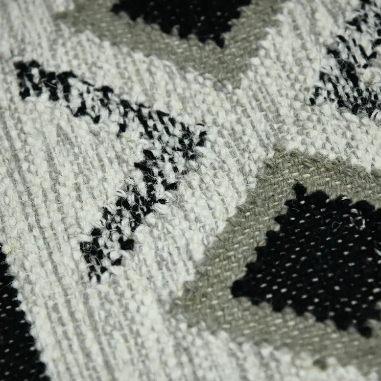 8' X 10' Ivory Gray And Black Wool Tribal Flatweave Handmade Area Rug With Fringe