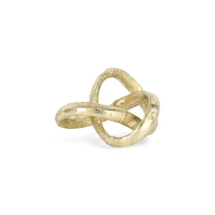 6" Gold Cast Iron Modern Abstract Infinity Knot Tabletop Sculpture