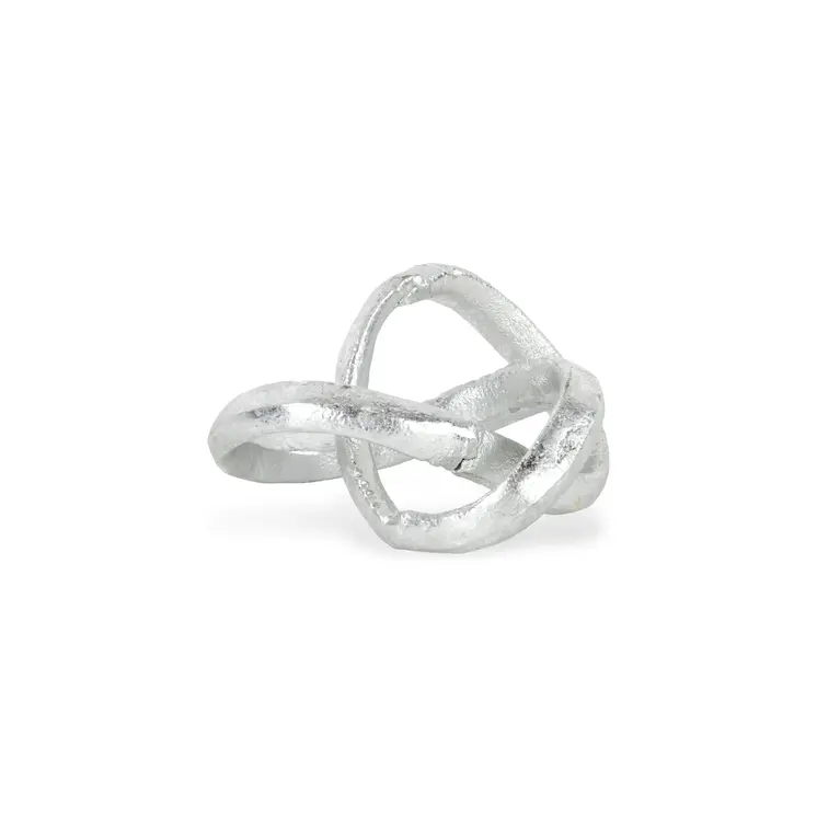 6" Silver Cast Iron Modern Abstract Infinity Knot Tabletop Sculpture