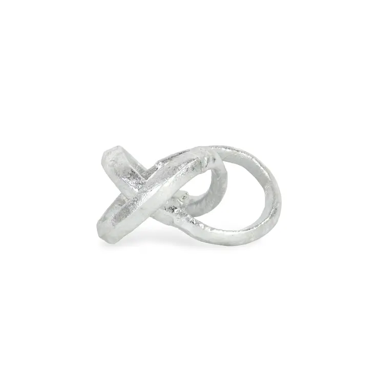 6" Silver Cast Iron Modern Abstract Infinity Knot Tabletop Sculpture
