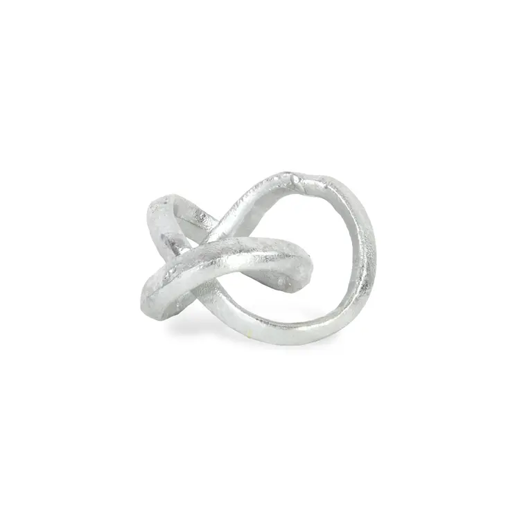 6" Silver Cast Iron Modern Abstract Infinity Knot Tabletop Sculpture