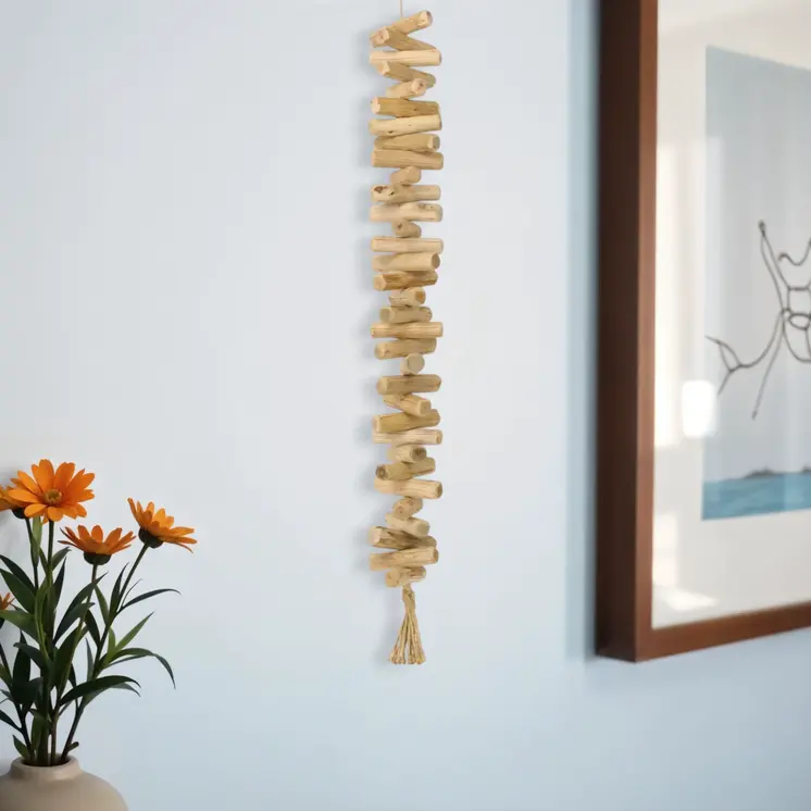 40" Brown Wood Rods And Rope Decorative Tassel