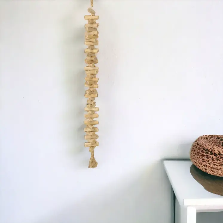 40" Brown Wood Rods And Rope Decorative Tassel