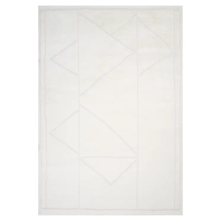 2' X 3' Ivory And Off White Geometric Area Rug