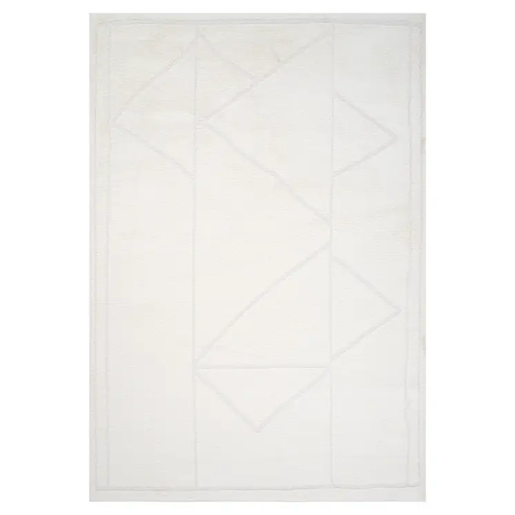 2' X 3' Ivory And Off White Geometric Area Rug