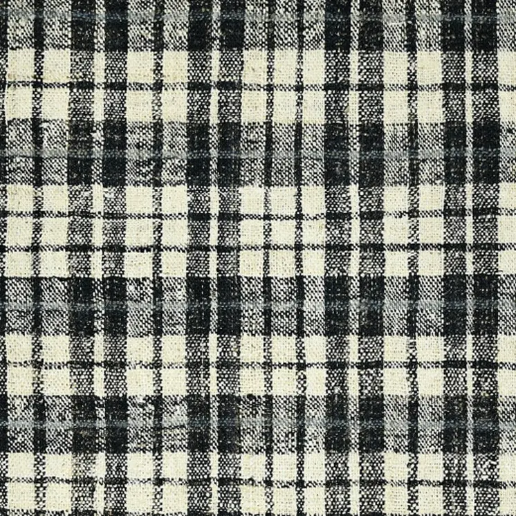 2' X 3' Black And Ivory Jute Plaid Hand Woven Area Rug With Fringe