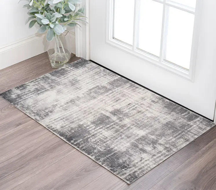 2' X 3' Cream And Gray Abstract Area Rug