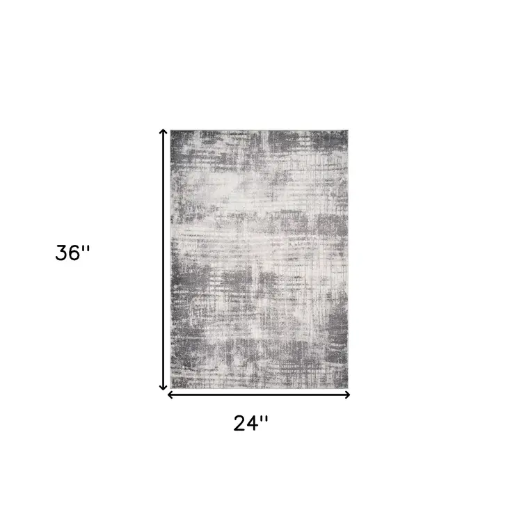 2' X 3' Cream And Gray Abstract Area Rug