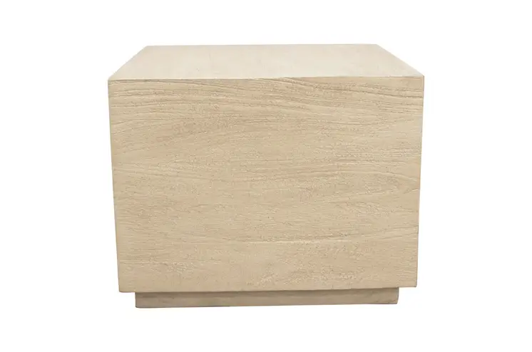16" Natural Distressed Solid Wood Square Block End Table